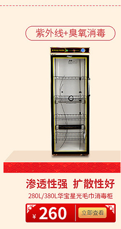 280L/380L华宝商用消毒柜低温臭氧双门消毒柜 毛巾杀菌消毒柜