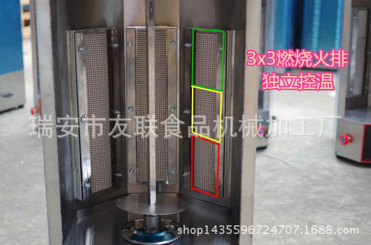 商用三控燃气烤肉机土耳其烤肉机巴西自动烤肉炉旋转烤炉中东烧