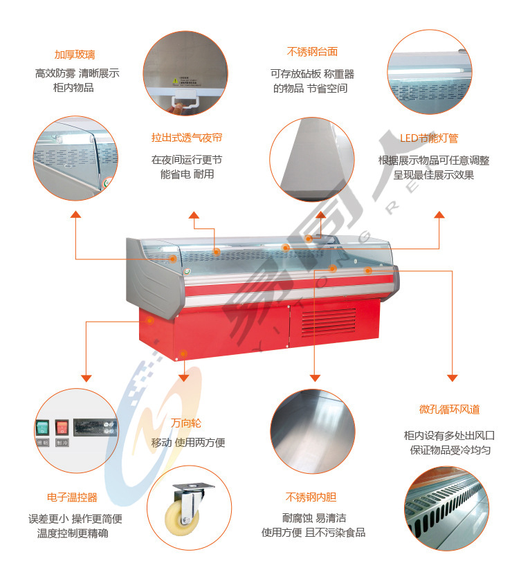 鲜肉柜超市风冷生鲜肉展示柜冷藏卧式冷冻柜熟食展示柜保鲜柜厂家