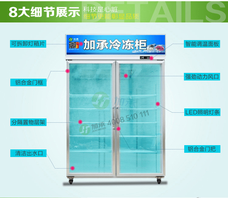 冷鲜肉冻丸子食品展示冰柜冷柜单温风冷冷冻柜饺子柜