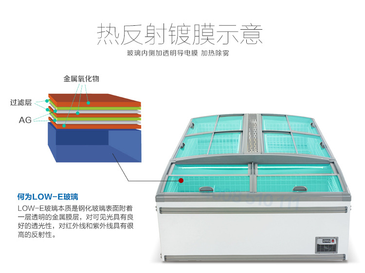 直冷无霜组合岛柜速冻超市卧式保鲜冰柜商用冷冻冷藏丸饺子展示柜
