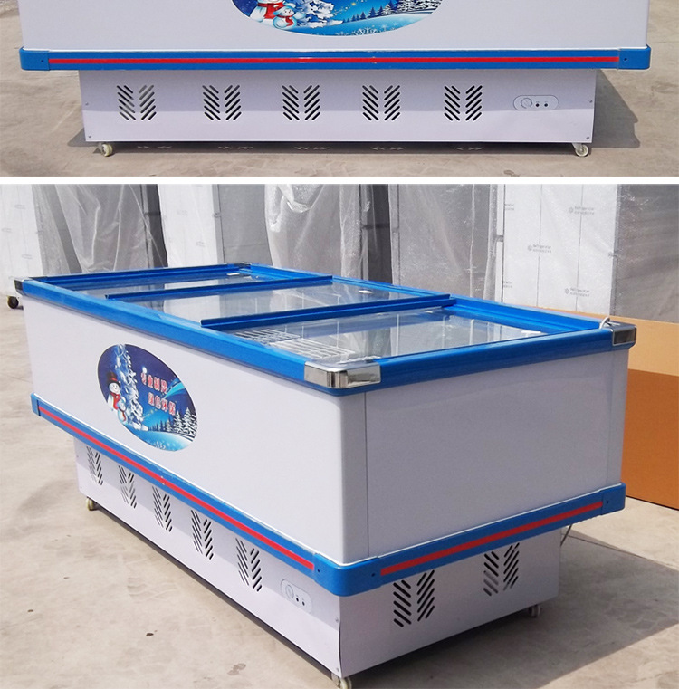 睿美岛柜展示柜商用卧式冰柜玻璃门双机冷冻速冻冰箱超市海鲜展柜
