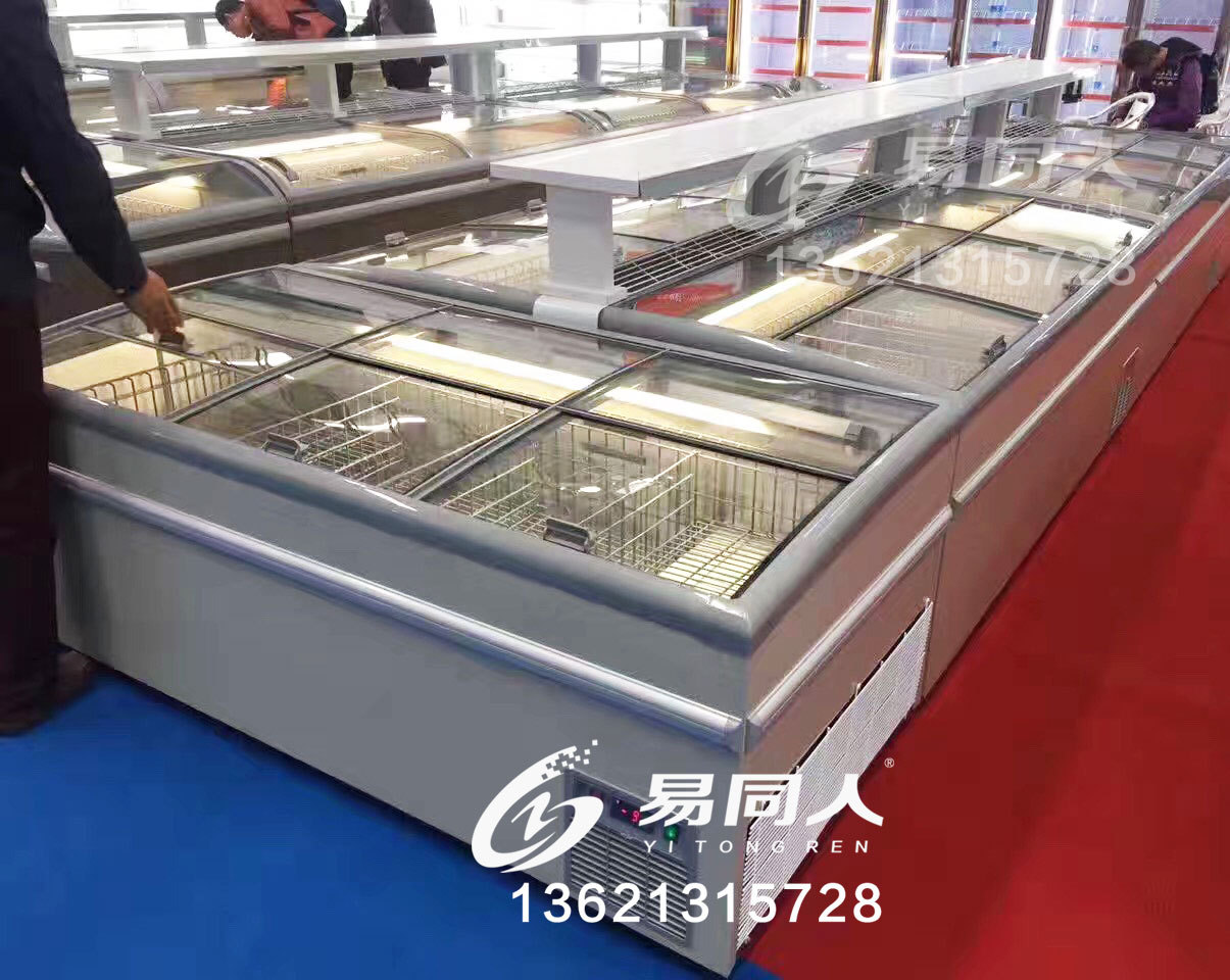 直冷无霜组合岛柜商用冷冻冷藏丸饺子展示柜速冻超市卧式保鲜冰柜