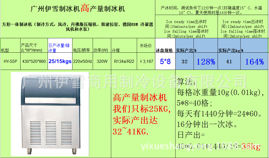 工厂直销制冰设备制冰机商用 方块冰酒吧用品 奶茶店制冰设备54kg