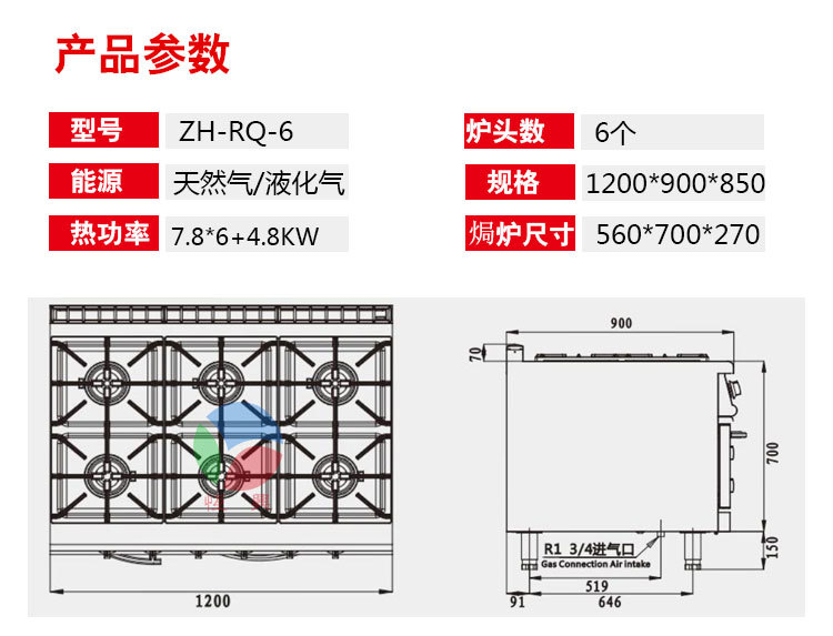 商用煲仔炉组合炉西餐厅设备配套四头六头连焗炉煲仔炉厂直销