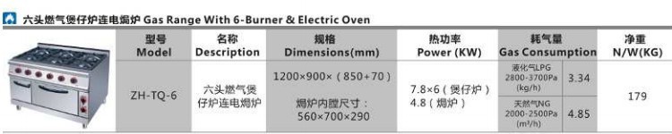 ZH-TQ-6六头燃气煲仔炉连电焗炉00004