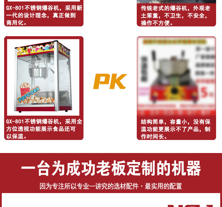厂家直销新款爆米花机钢化玻璃爆谷机热销商用批发创业小吃店设备