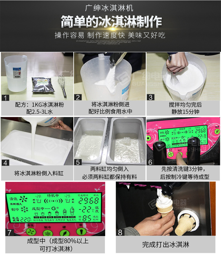 BJ218C 商用冰淇淋机 甜筒机 做冰淇淋的机器 广绅电器雪糕机厂家