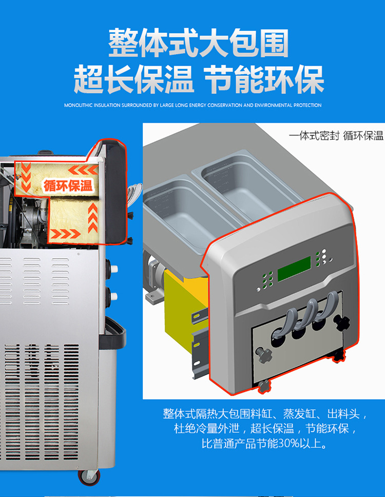 广绅冰淇淋机 全不锈甜筒机 商用冰激凌机 高膨化保鲜预冷功能