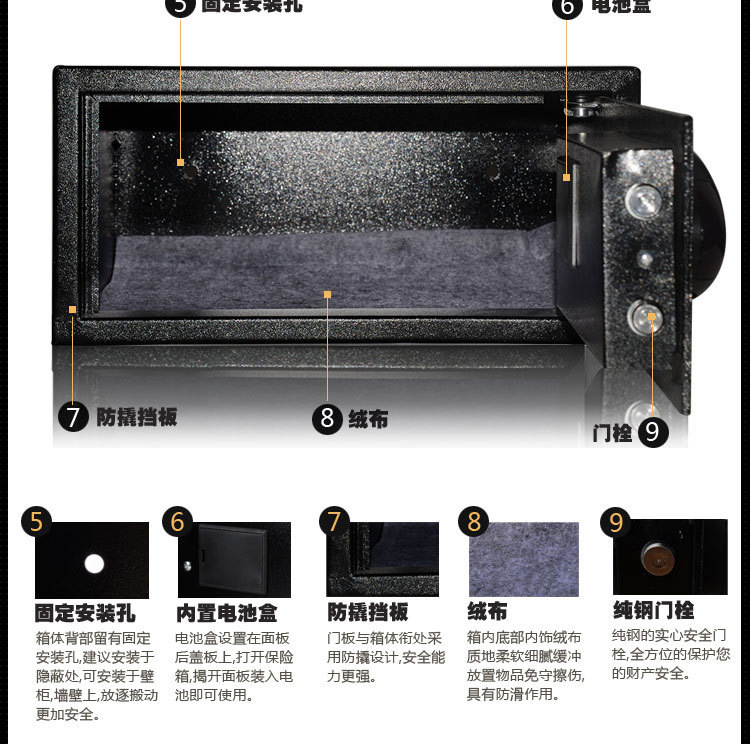厂家直销酒店宾馆保险箱/保管柜/家用/办公衣柜隐藏小箱柜2042-c