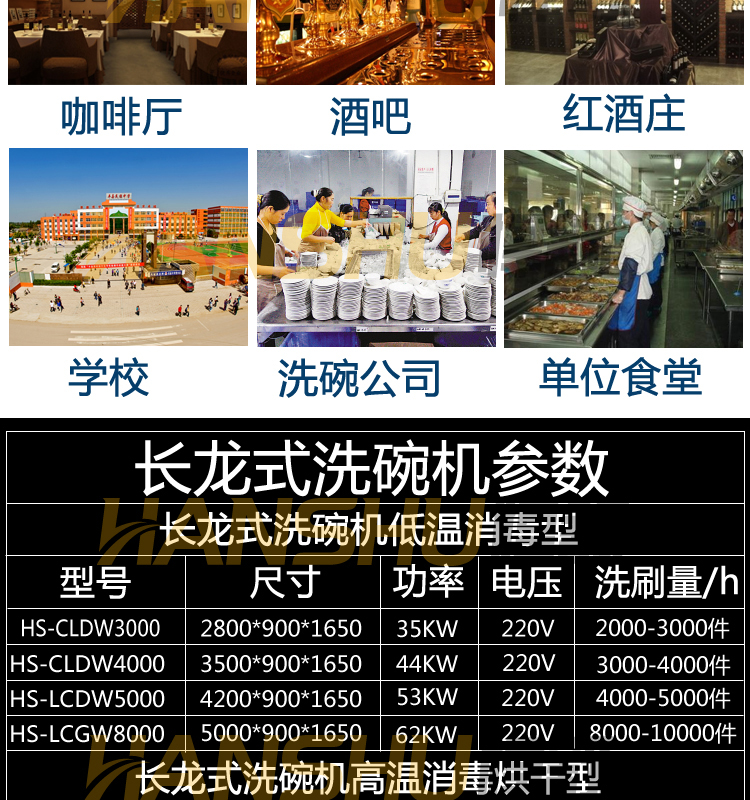 悍舒 商用大型长龙式洗碗机洗刷消毒烘干一体机大酒店饭店洗碗机