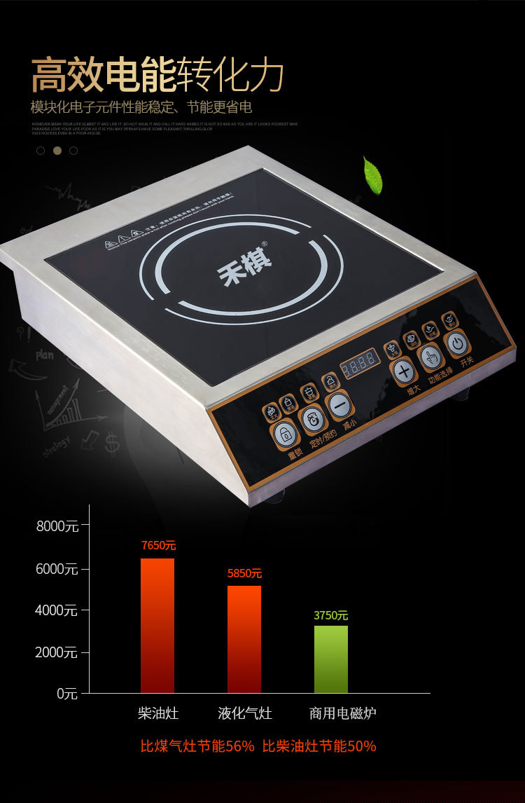 禾棋 COV-28-A平面商用大功率电磁炉3500W大锅灶3.5KW煲汤