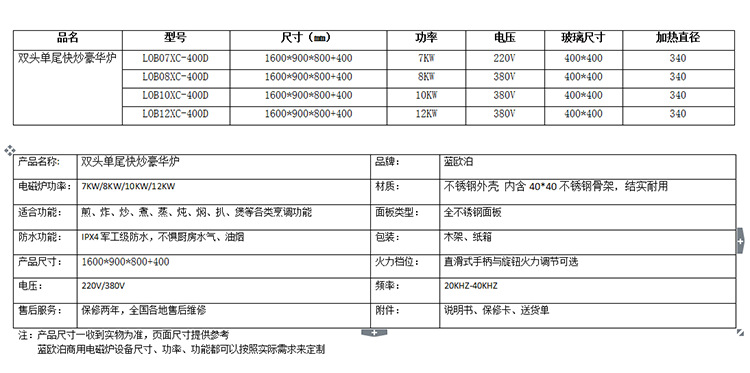 商用电磁炉双头单尾快炒炉豪华款大功率炒炉