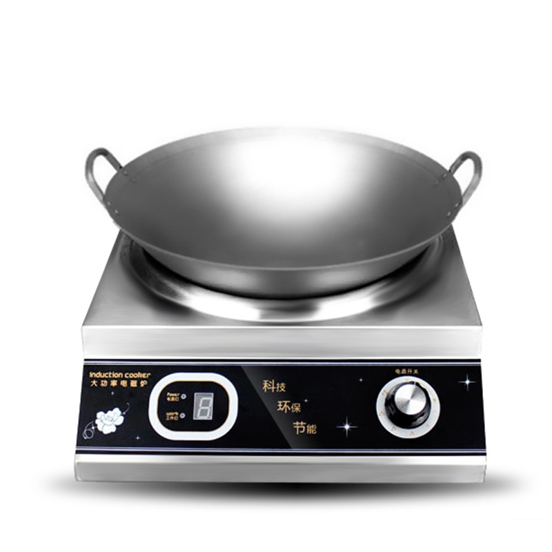 乐创 商用大功率电磁炉5KW 凹面电磁灶5000W 饭店食堂台式电炒炉