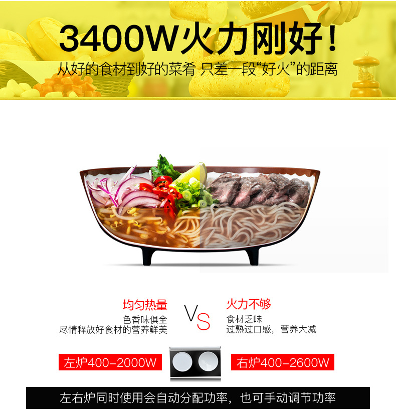 尚朋堂YS-IC34H01L一平一凹嵌入式双头电磁灶双眼镶嵌式电磁炉