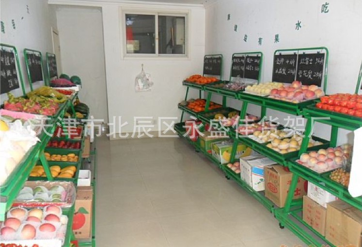 三层果蔬架 菜店货架 四层水果展示架生鲜架 天津超市水果蔬菜架